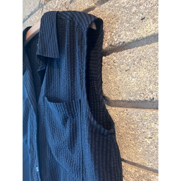 Banana Republic Womens Sleeveless Striped Button-Up Shirt M Navy - Picture 5 of 6